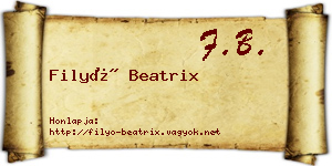 Filyó Beatrix névjegykártya